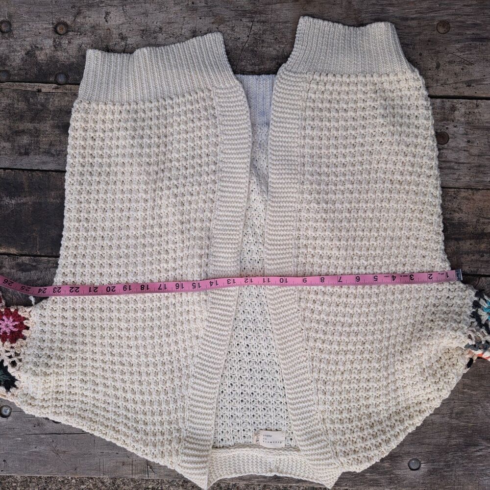 Dreamers by Debut Cream Crochet Granny Square Sleeve Cardigan Sweater M/Large - Picture 7 of 10